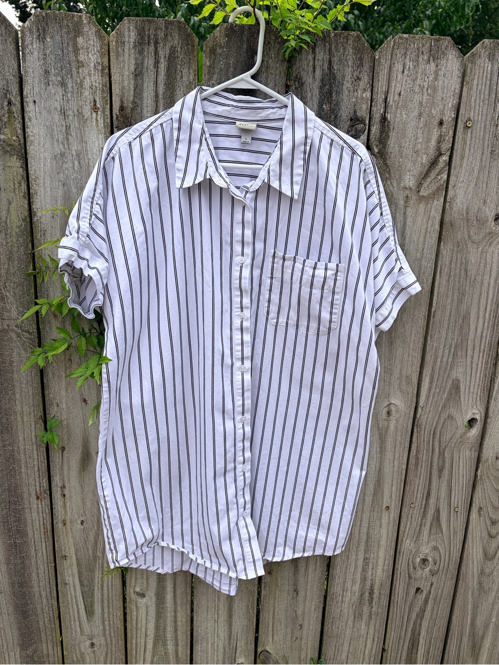 Oversized Black and White Short Sleeved Shirt